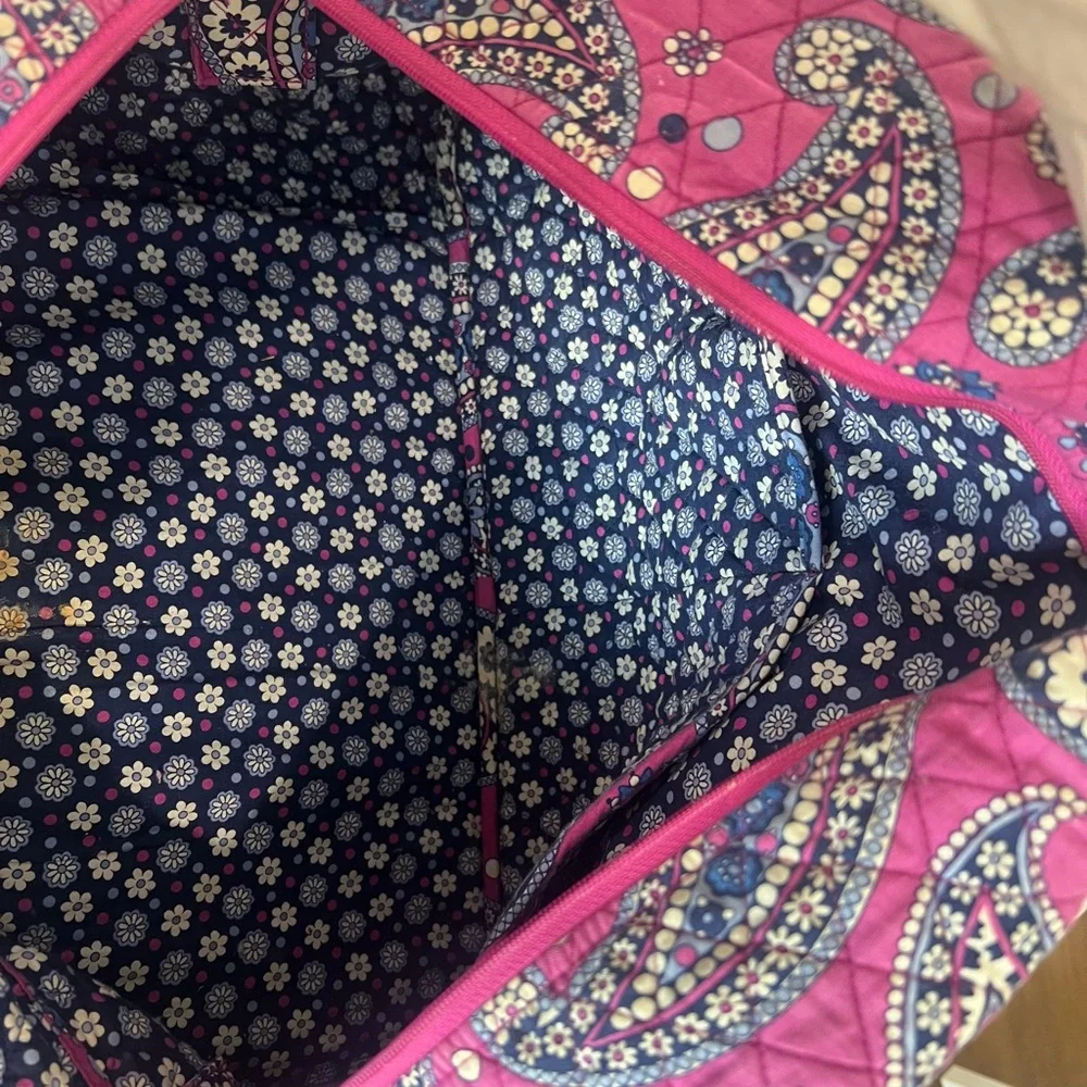 Vera Bradley Vibrant Purple Pink and Blue Paisley Weekender Tote-retired print - Picture 2 of 6